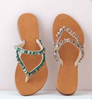 Womens Cocobelle Turquoise Blue Mother of Pearl New Sandals Flip Flops