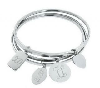 Steel by Design Set of 4 Initial Bangles —