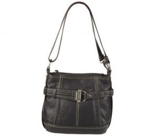 Tignanello Glove Leather Cinched Belt Double Entry Hobo Bag — 