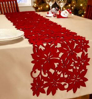 New Large 12 x 68 Long Red Christmas Poinsettia Table Runner