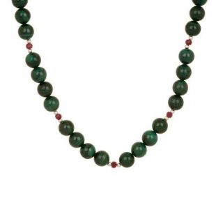 Sterling Malachite & Ruby Bead 18 Necklace