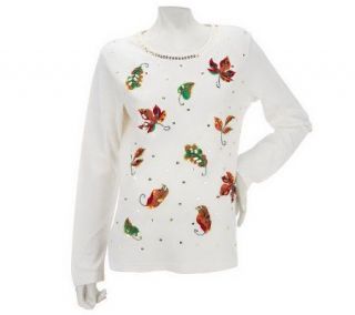Quacker Factory Special Edition Falling Leaves Long Sleeve T shirt