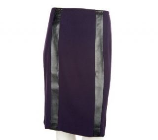 Mark of Style by Mark Zunino Crepe Pencil Skirt w/Faux Leather