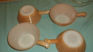 Fire King Ovenware Soup Chili Bowl with Handle 4 Peach Luster Lot Of 4