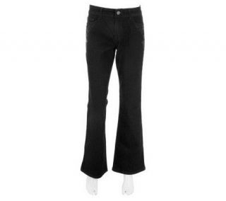 Susan Graver Denim Boot Leg 5 Pocket Jeans with Embroidery Regular