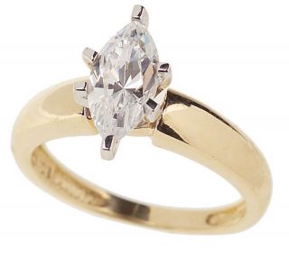 Diamonique 1 ct Marquise Solitaire Ring, 14K Gold —