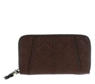 Makowsky Woven Embossed Glove Leather Zip Around Wallet —