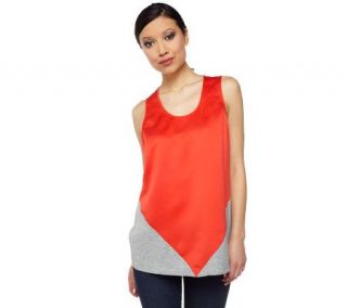 DASH by Kardashian Mixed Media Tank Top with Cut out Detail — 