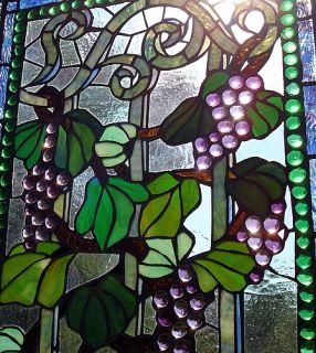 Concord Vineyard Grape Tuscan Inspired Stained Glass Window PFR 10
