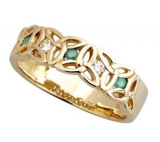 Solvar Ladies Diamond & Emerald Trinity Knot Ring, 14K Gold   J311322