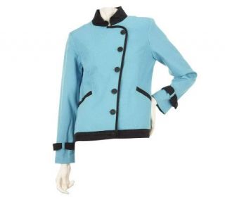 Bob Mackies Button Front Jacket with Faux Suede Contrast Trim