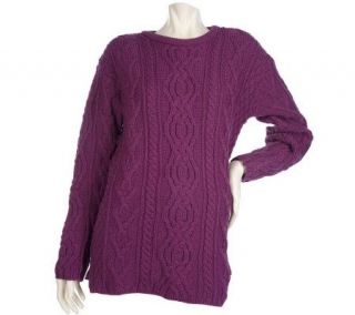 Aran Craft Merino Wool Crewneck Tunic Sweater —