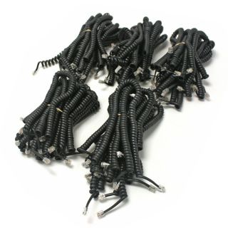 50 7 Spiral Curly Coil VOIP IP BLK Phone Cord For Polycom SoundPoint