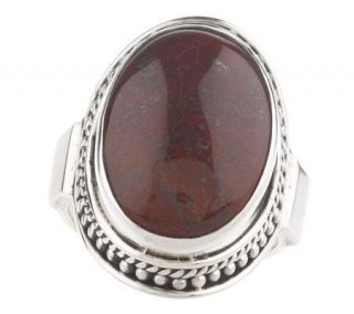 Artisan Crafted Sterling Bold Oval Red Jasper Ring —