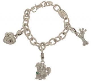 Judith Ripka Sterling Dog Lovers Charm Bracelet —