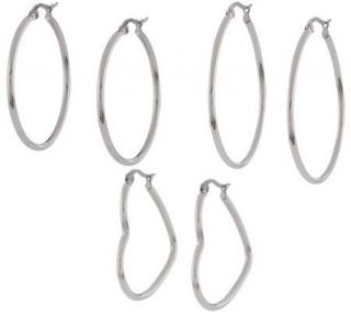 Steel by Design Set of Three Hoop Earrings —