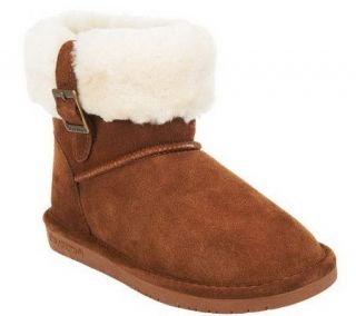Bearpaw Abby Suede Booties with Sheepskin and Wool Detail   A227927
