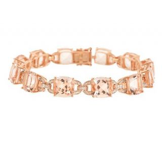 25.40 ct tw Morganite & Diamond 6 3/4 Tennis Bracelet, 14K   J279281