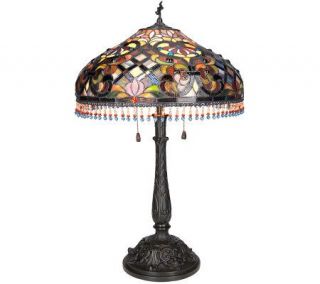 Peng Stained Glass Lattice Design 32 Table Lamp with Beading