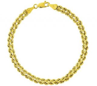 Sterling 7 1/2 Goldtone Double Rope Chain Bracelet   J310226