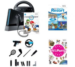 Wii Sports Resort Party Bundle w/Black System,Mario Kart Game