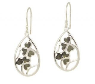 Connemara Marble Sterling Silver Shamrock Inlaid Earrings —