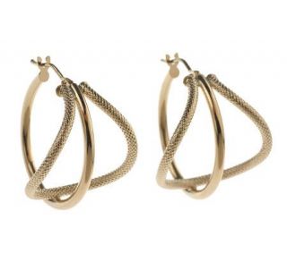 VicenzaGold Polished and Textured Round Twisted Earring 14K Gold