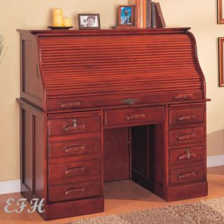 Winston Cherry Wood Roll Top Home Office Computer Desk