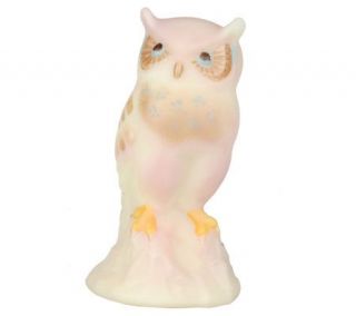 Fenton Art Glass Limited Edition Burmese Owl Figurine —