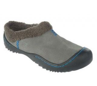 Skechers Suede Slip on Faux Fur Clogs —