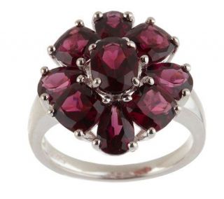 Sterling 4.70 ct tw Rose Blush Garnet Floral Cluster Ring —