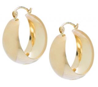 Bold Polished Wide Huggie Hoop Earrings 14K Gold —