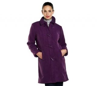 Denim & Co. Fleece Toggle Coat with Sherpa Lining and Trim   A209332