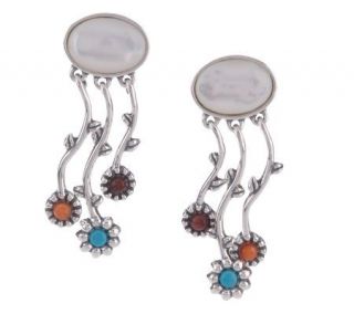 Veronica Benally Sterling Multi Gemstone Floral Earrings —