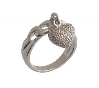 AffinityDiamond Sterling 1/10 ct tw Pave Heart Charm Ring —