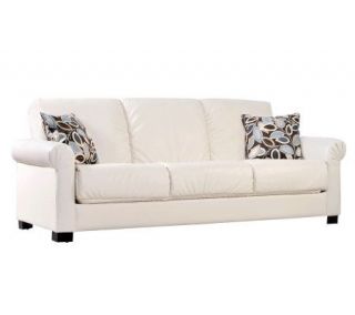 Handy Living Rio Renu Leather Convert A Couch w/Leaf Pillows
