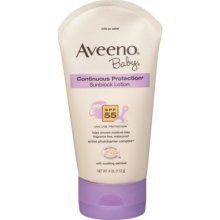 New Aveeno Baby Continuous Protection Sunblock Lotion SPF 55 4 oz (112