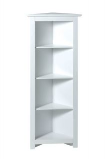 Tier White Wood Corner Shelf Unit Bathroom Cabinet