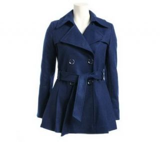 Via Spiga Pleated Double Breasted Trench Coat —