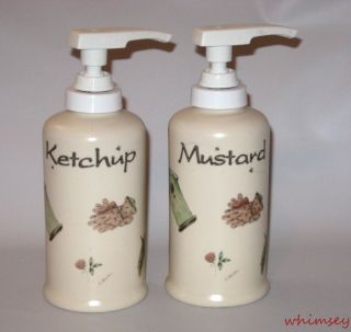   USA Naturewood Condiment Dispenser Pump Set Ketchup Mustard