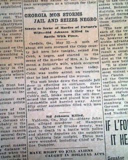Cordele GA Georgia Negro Lynching James Cobb Newspaper