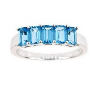 Sterling 5 Stone Emerald Cut Gemstone Band Ring —