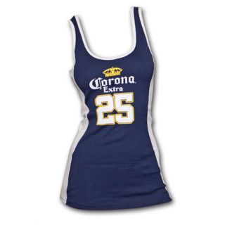 Corona Extra 25 Athletic Ribbed Navy White Womens Graphic Tank Top