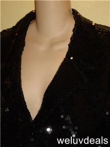 Colleen Lopez My Favorite Things Black Sequin Sweater Jacket, Size L