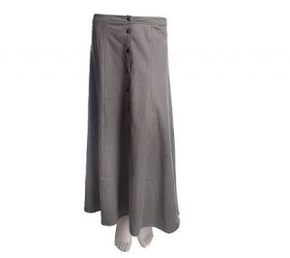 Susan Graver Stretch Denim Button Front A Line Skirt —