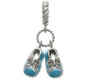 Judith Ripka Sterling Epoxy Enamel Baby ShoesDangle Charm —