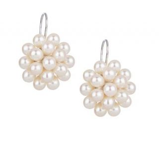 Honora Sterling Cultured Pearl 5.0mm Oval White Cluster Earrings