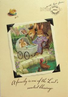 Holly Pond Hill Bunny Rabbits New Baby Carriage Card
