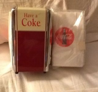 Coca Cola Coke Napkin Dispenser with Extra Napkins 1992