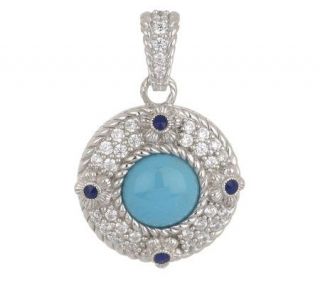 Judith Ripka Sterling Round Turquoise & Lapis Flower Enhancer